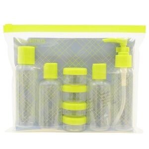 🆕 8 Travel Bottles & Bag in Dillon Quilt Periwinkle Green by MYTAGALONGS